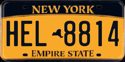 NY license plate HEL8814