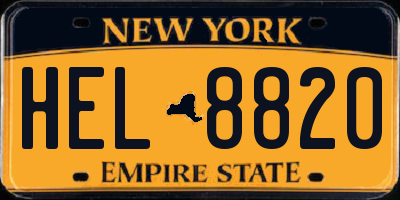 NY license plate HEL8820