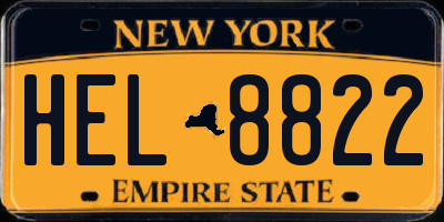 NY license plate HEL8822