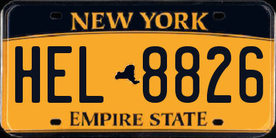 NY license plate HEL8826