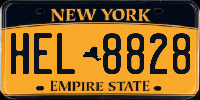 NY license plate HEL8828