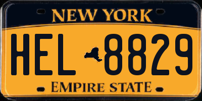 NY license plate HEL8829