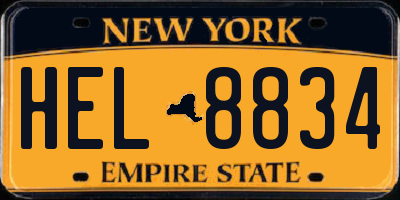 NY license plate HEL8834