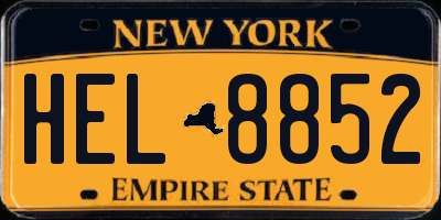 NY license plate HEL8852