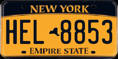 NY license plate HEL8853