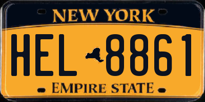 NY license plate HEL8861