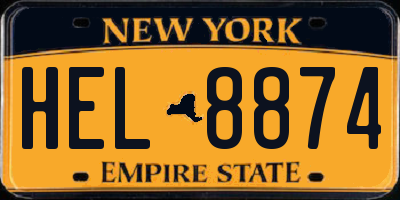 NY license plate HEL8874