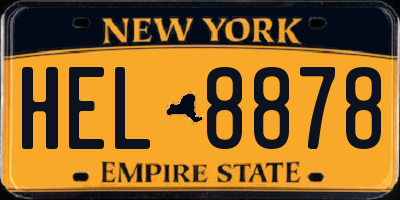 NY license plate HEL8878