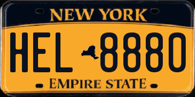 NY license plate HEL8880