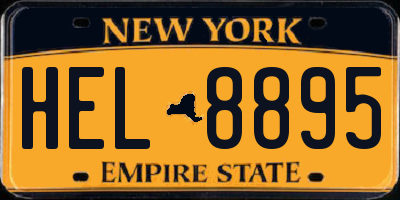 NY license plate HEL8895