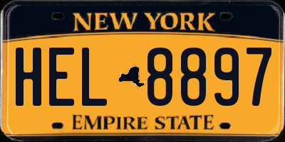 NY license plate HEL8897