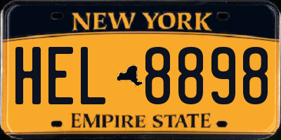 NY license plate HEL8898