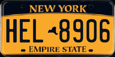NY license plate HEL8906