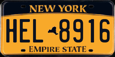 NY license plate HEL8916