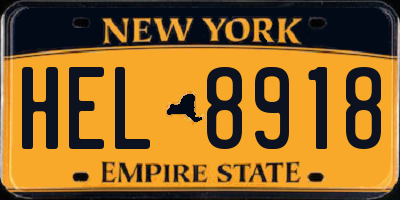 NY license plate HEL8918
