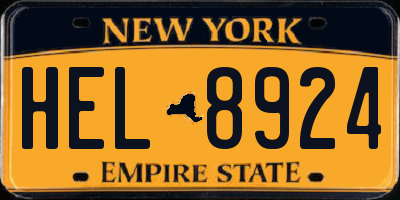 NY license plate HEL8924