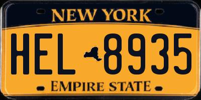 NY license plate HEL8935