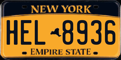 NY license plate HEL8936
