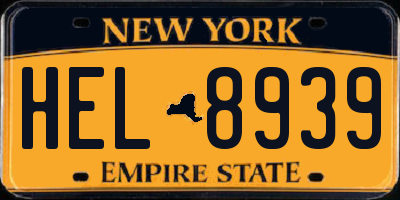 NY license plate HEL8939