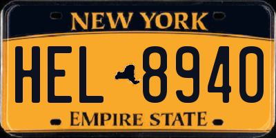 NY license plate HEL8940