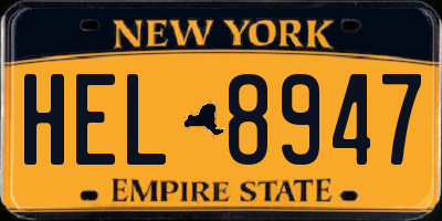 NY license plate HEL8947