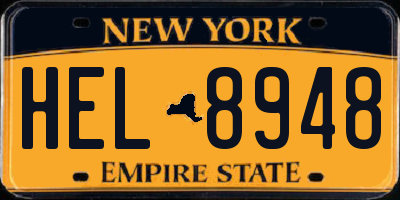 NY license plate HEL8948