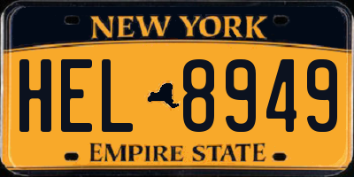 NY license plate HEL8949