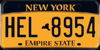 NY license plate HEL8954