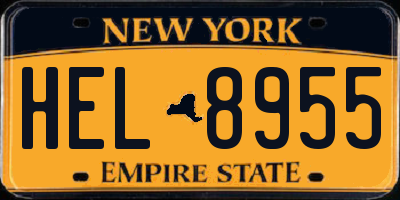 NY license plate HEL8955