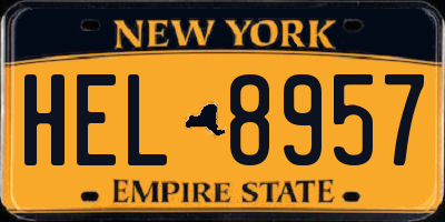 NY license plate HEL8957