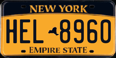 NY license plate HEL8960