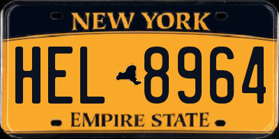 NY license plate HEL8964