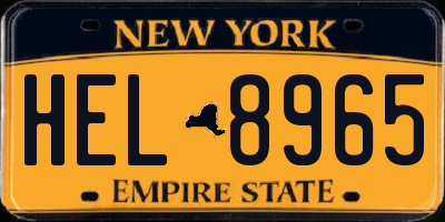 NY license plate HEL8965