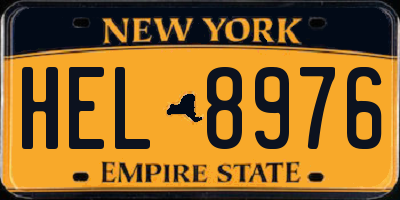 NY license plate HEL8976