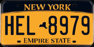 NY license plate HEL8979