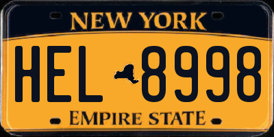 NY license plate HEL8998