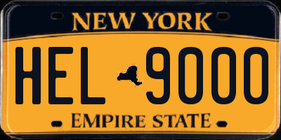 NY license plate HEL9000