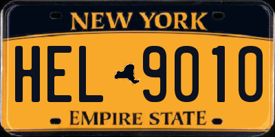 NY license plate HEL9010