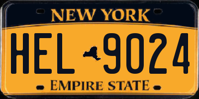 NY license plate HEL9024