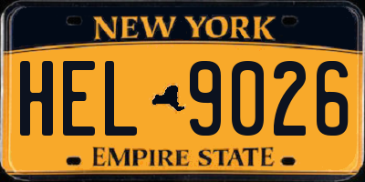 NY license plate HEL9026