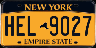 NY license plate HEL9027