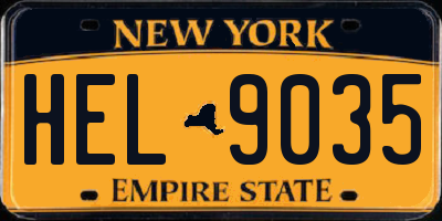 NY license plate HEL9035