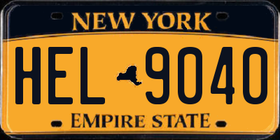 NY license plate HEL9040