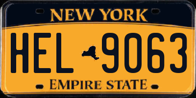 NY license plate HEL9063