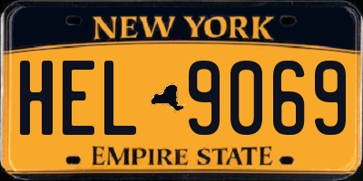 NY license plate HEL9069