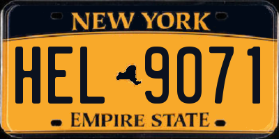 NY license plate HEL9071