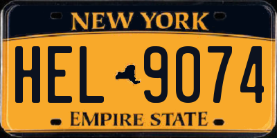 NY license plate HEL9074