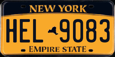 NY license plate HEL9083
