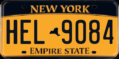 NY license plate HEL9084