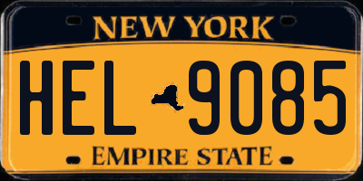 NY license plate HEL9085